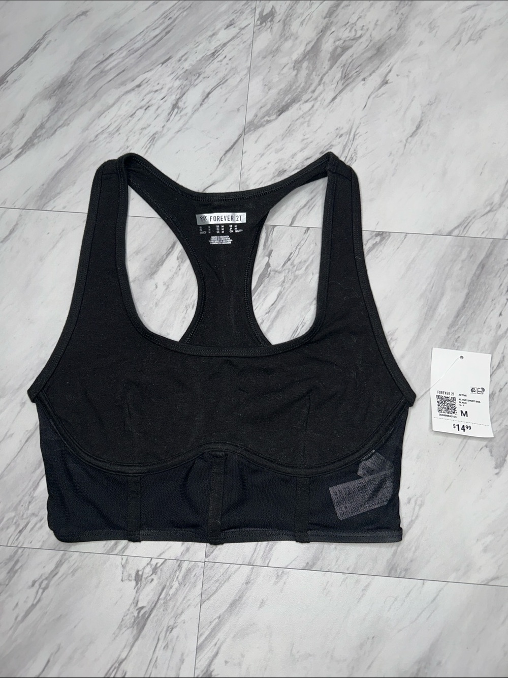 Forever 21 Black Racerback Compression Sports Bra